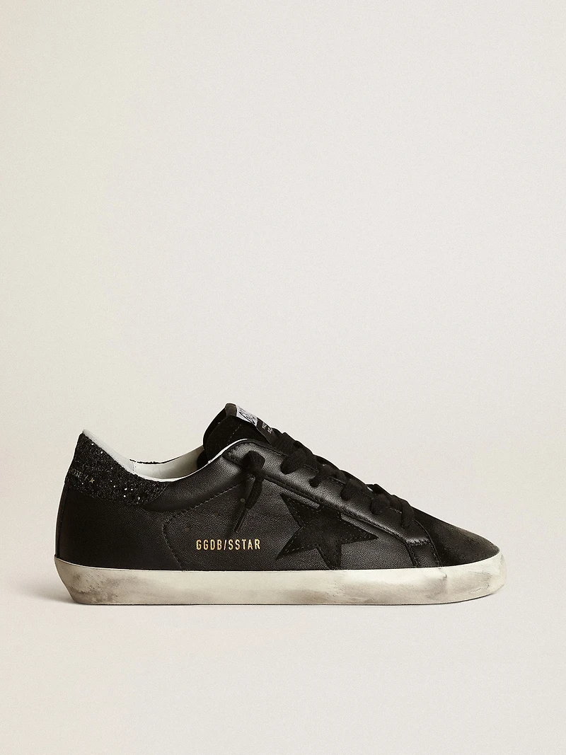 Women's Super-Star black nappa with star and glitter heel tab