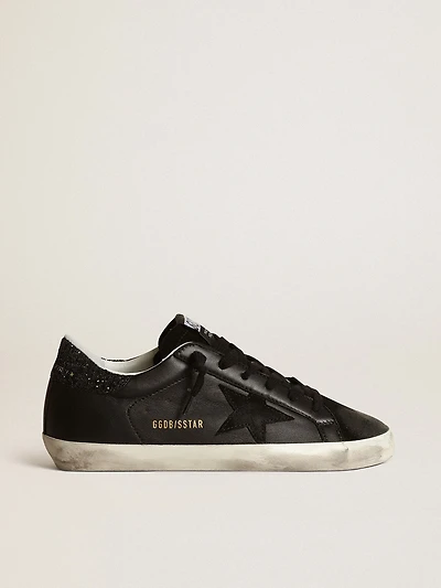 Women's Super-Star black nappa with star and glitter heel tab