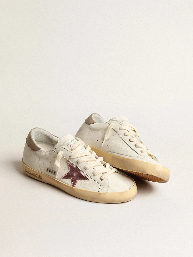 Women's Super-Star white nappa with pink metallic leather star