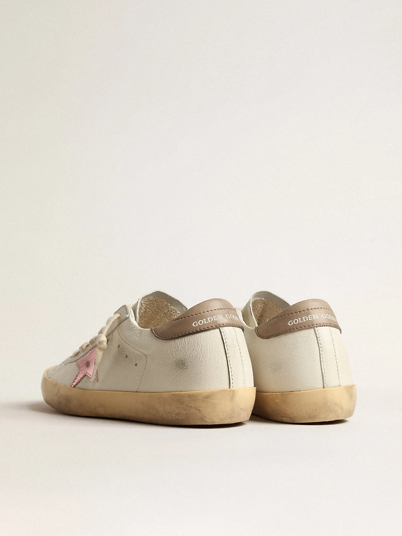 Women's Super-Star white nappa with pink metallic leather star