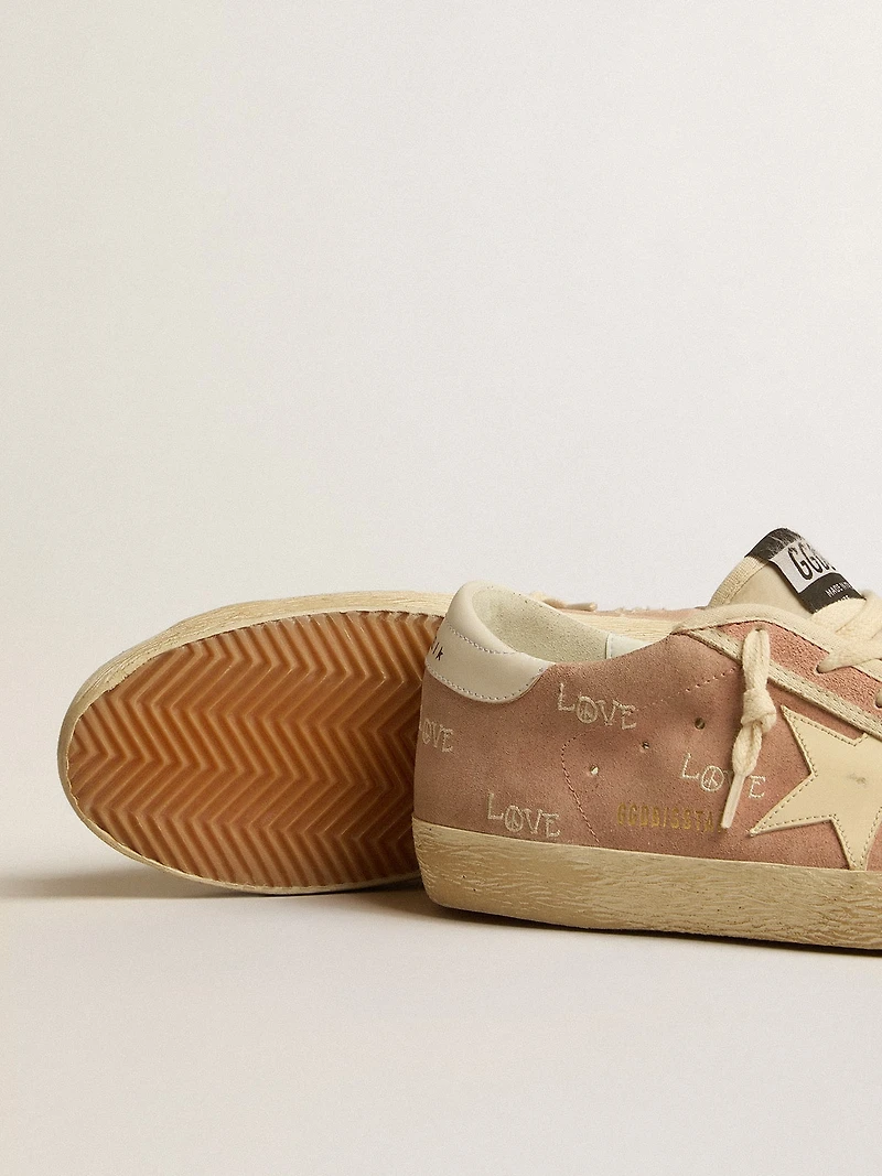 Women's Super-Star powder-pink suede with cream leather star