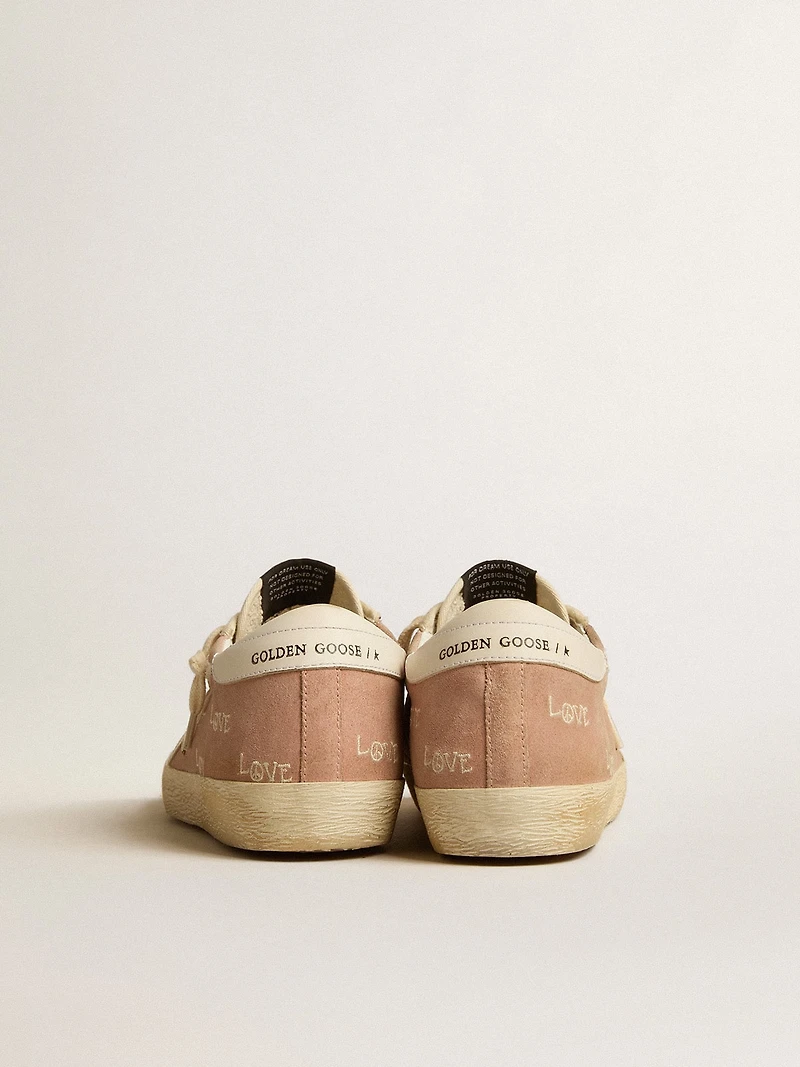 Women's Super-Star powder-pink suede with cream leather star