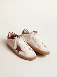 Super-Star white suede with burgundy leather star and heel tab