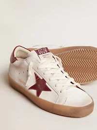 Super-Star white suede with burgundy leather star and heel tab