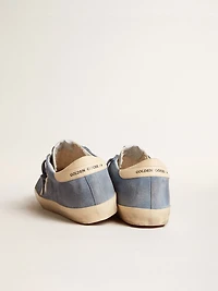 Super-Star light blue suede with beige leather star and heel tab