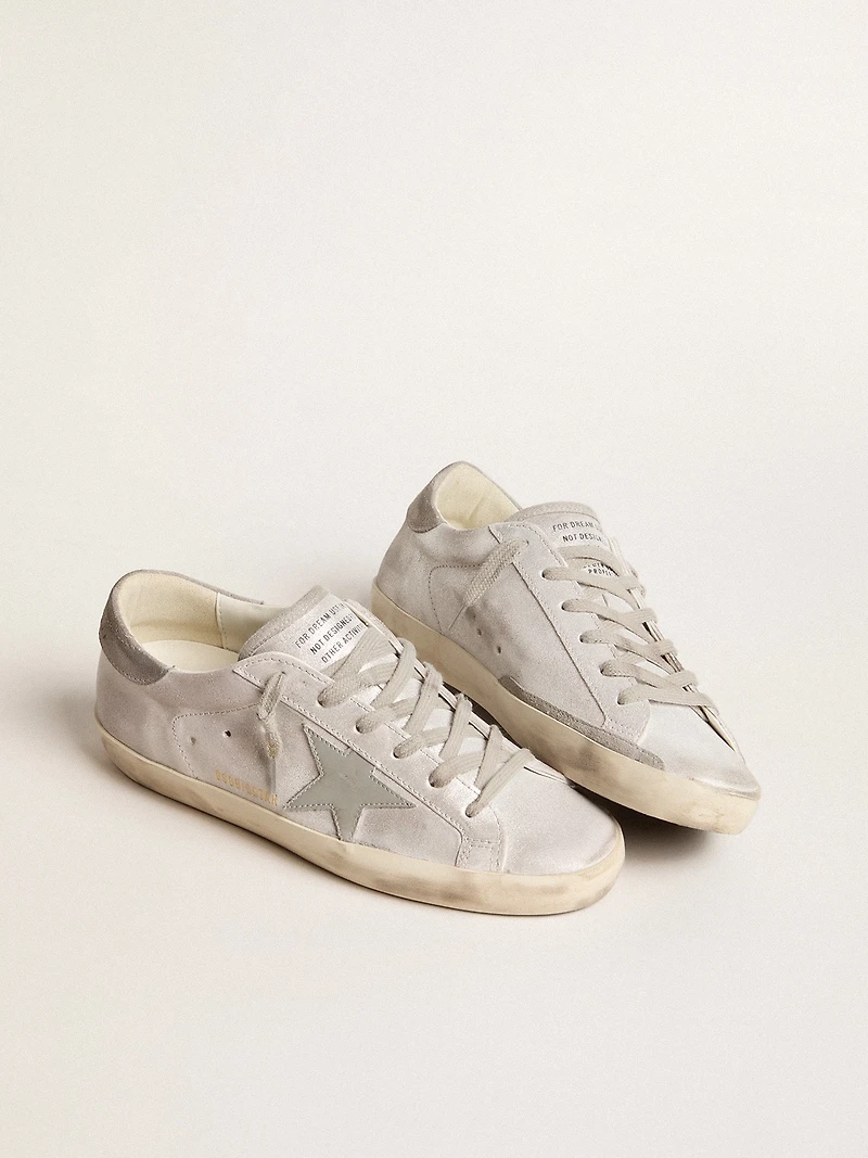 Super-Star sneakers gray-white glitter-effect leather with star