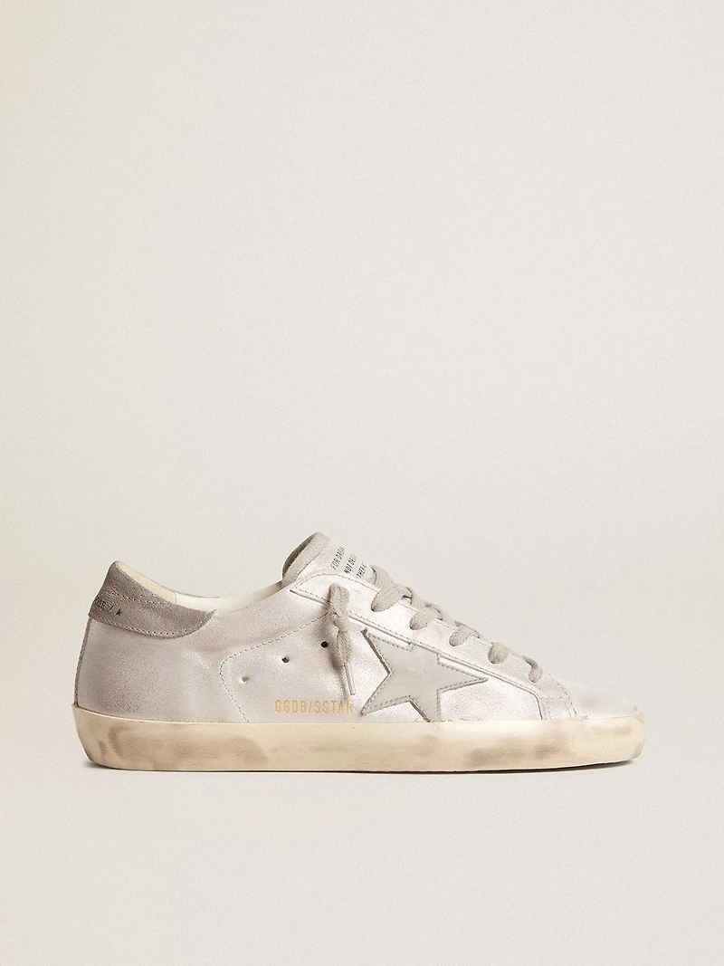 Super-Star sneakers gray-white glitter-effect leather with star