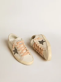 Super-Star LTD leather with beige suede star Swarovski studs