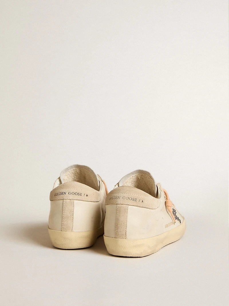 Super-Star LTD leather with beige suede star Swarovski studs