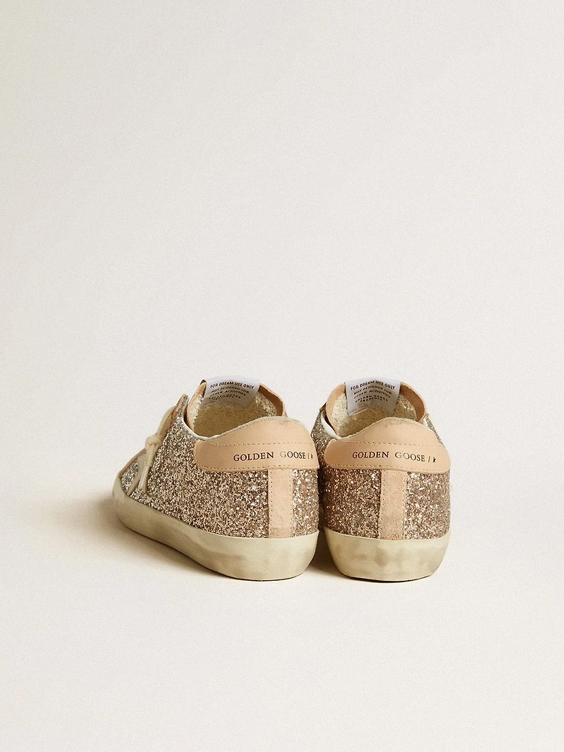 Women’s Super-Star silver glitter with leather star and heel tab