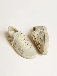 Women’s Super-Star with gray suede star and Swarovski crystal mesh