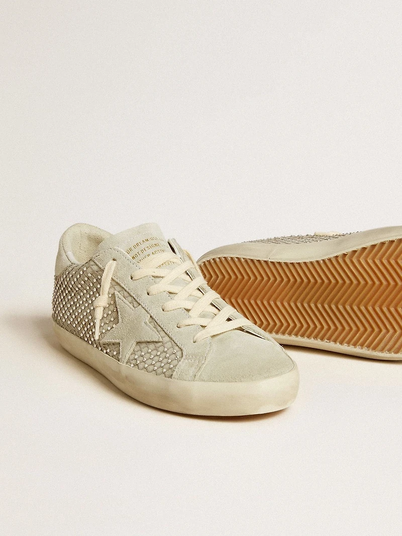 Women’s Super-Star with gray suede star and Swarovski crystal mesh