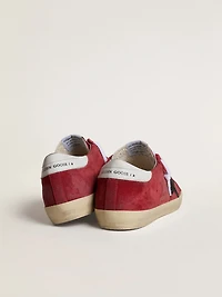 Women’s Super-Star red suede with glitter star and white heel tab
