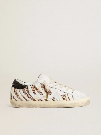Women’s Super-Star LTD white pony skin with brown glitter and suede star
