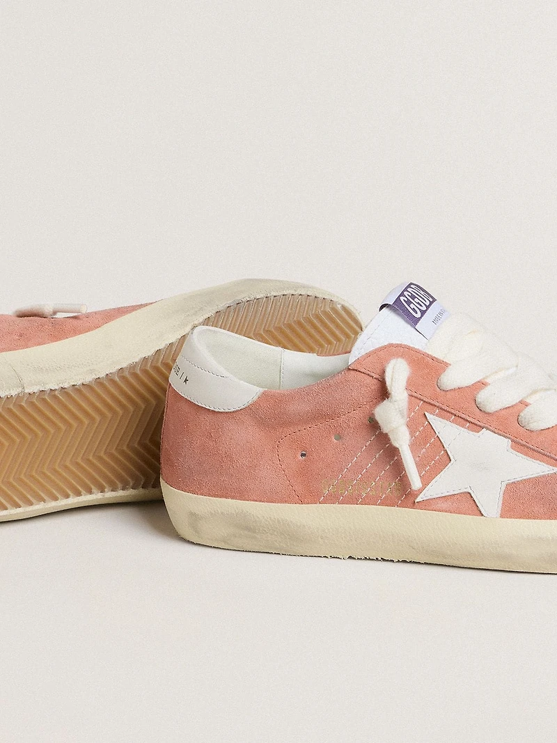 Women’s Super-Star coral suede with white leather star and heel tab