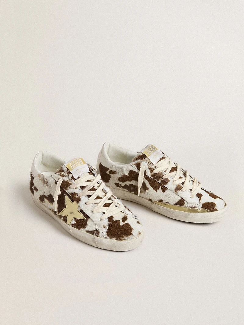 Women’s Super-Star animal-print pony skin with gold metallic leather star