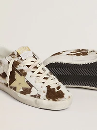 Women’s Super-Star animal-print pony skin with gold metallic leather star
