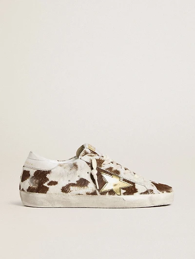 Women’s Super-Star animal-print pony skin with gold metallic leather star