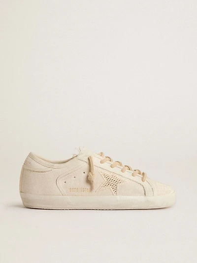 Super-Star pearl-colored canvas with a tone-on-tone mesh effect star