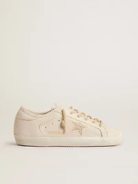 Super-Star pearl-colored canvas with a tone-on-tone mesh effect star