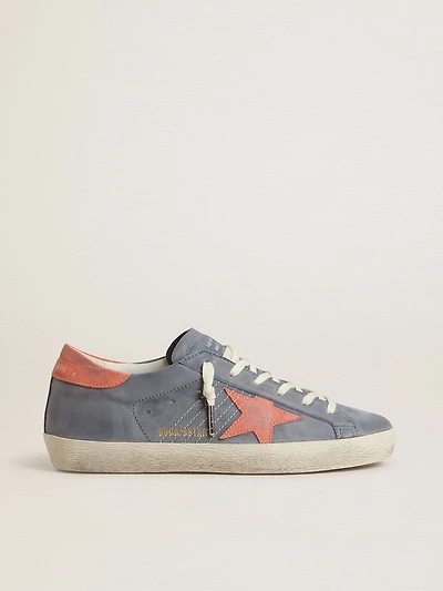 Women's Super star blue nubuck with pink suede and heel tab