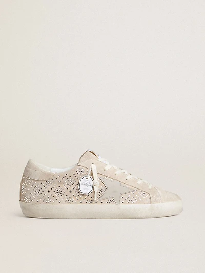 Women's Super-Star LTD suede with Swarovski crystals and ice-gray leather star