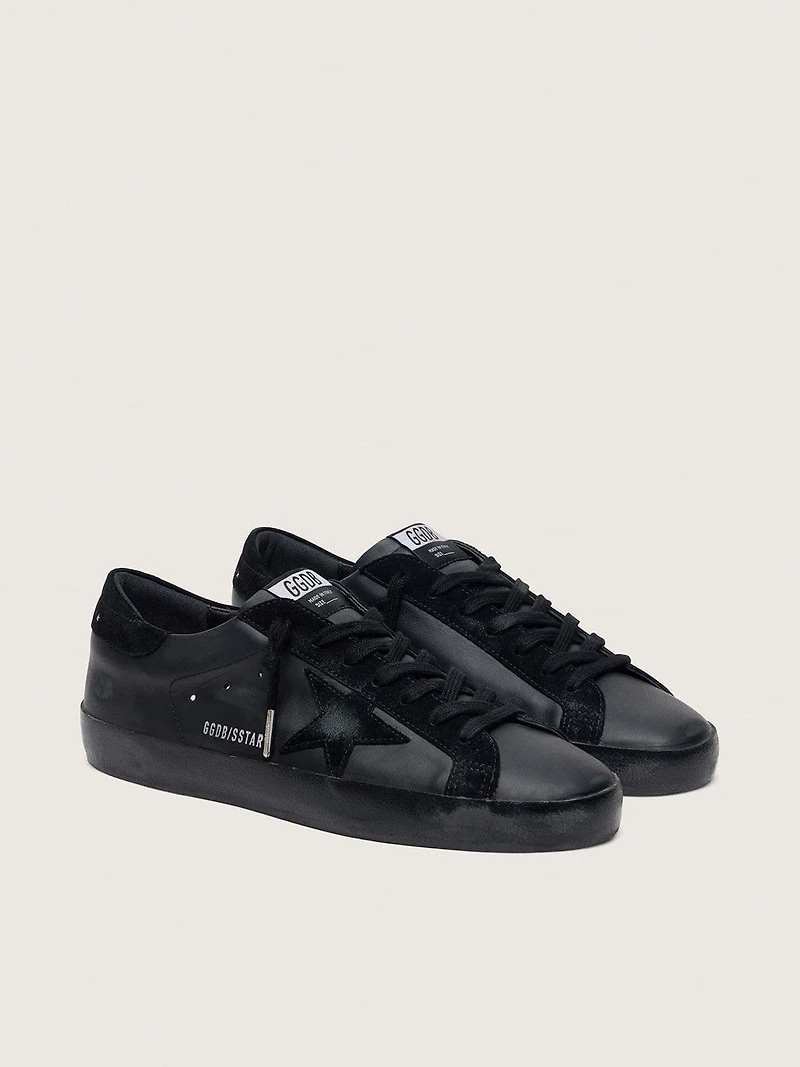 Women's Super-Star black nappa with suede star and heel tab