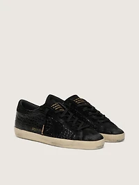Women's Super-Star LTD black croc-print leather with suede star and heel tab