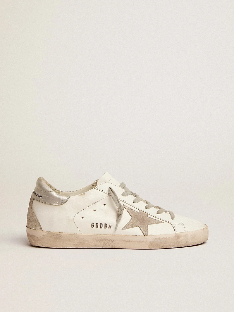 Women's Super-Star with silver heel tab and metal stud lettering