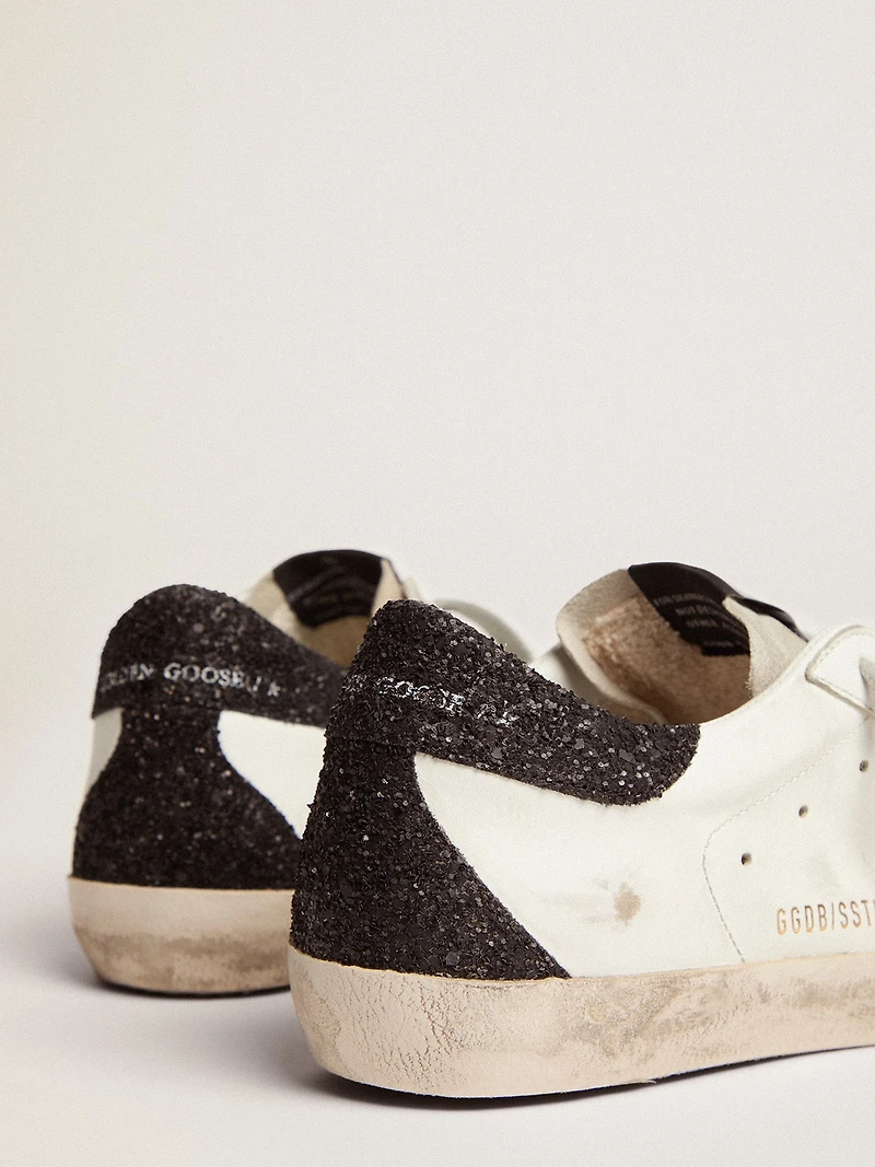 Women’s Super-Star nappa leather with gold glitter star and black heel tab