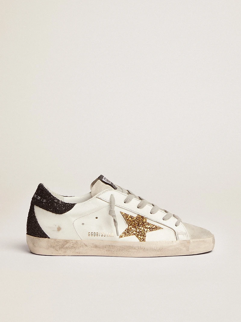 Women’s Super-Star nappa leather with gold glitter star and black heel tab
