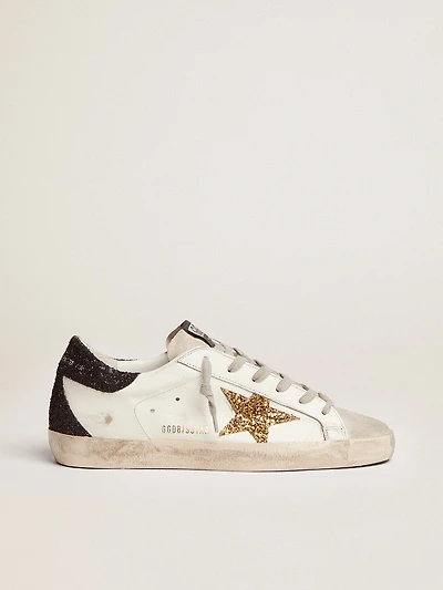 Women’s Super-Star nappa leather with gold glitter star and black heel tab