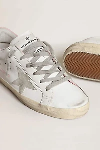 Women's Super-Star with gray suede star and pink leather heel tab