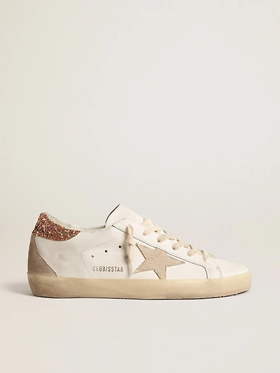 Women's Super-Star with a suede star and peach-pink glitter heel tab