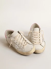 Women's Super-Star with silver leather star and pink heel tab
