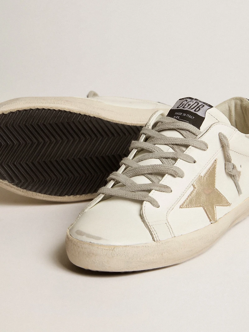 Women's Super-Star with gold star and black glitter heel tab