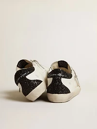 Women's Super-Star with gold star and black glitter heel tab