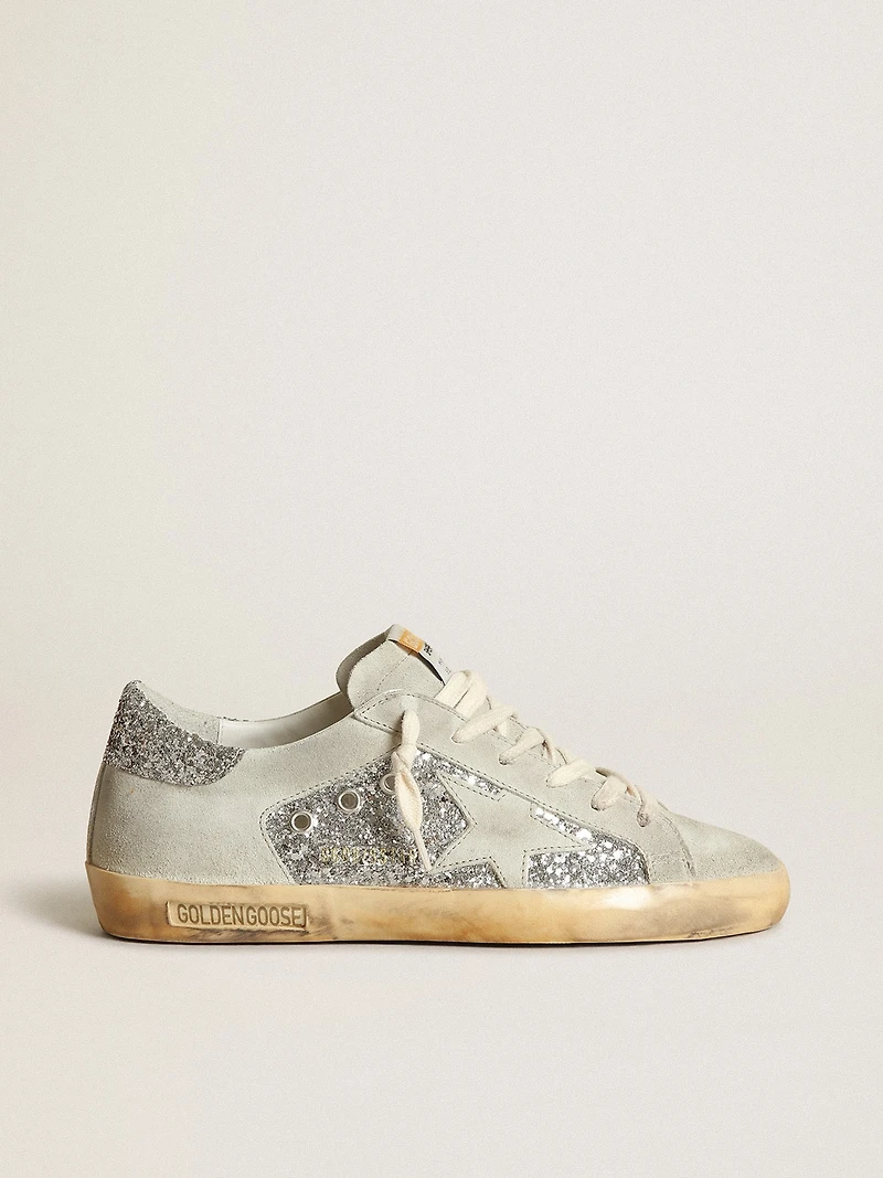 Women's Super-Star silver glitter with ice-gray star and inserts