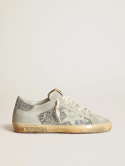 Women's Super-Star silver glitter with ice-gray star and inserts