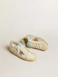 Super-Star white leather and suede with silver gold star