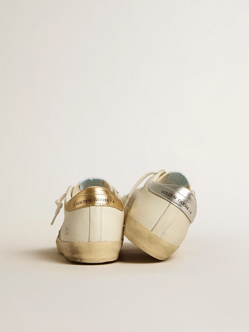 Super-Star white leather and suede with silver gold star
