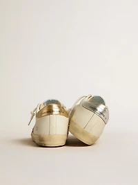 Super-Star white leather and suede with silver gold star