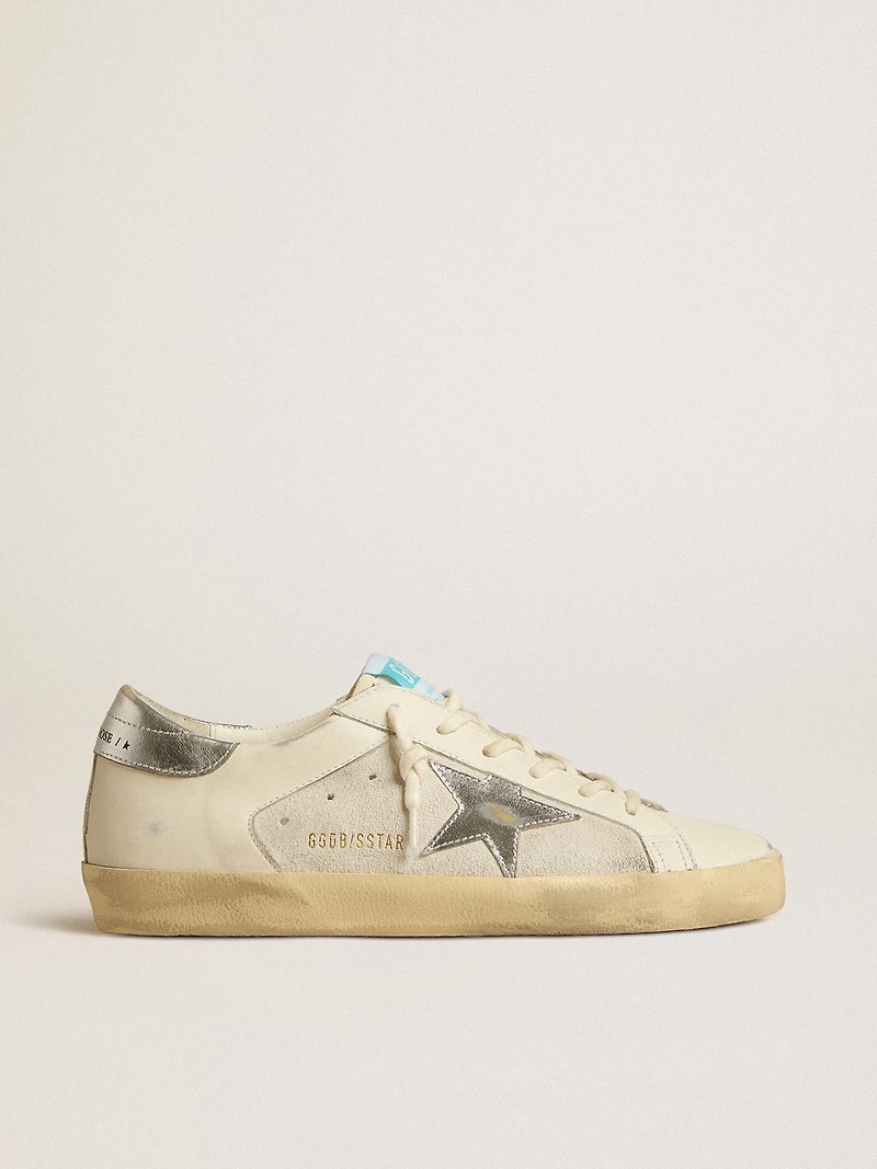 Super-Star white leather and suede with silver gold star