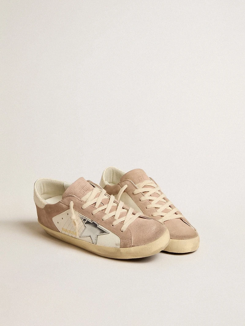 Women’s Super-Star sneakers pink suede with silver metallic leather star