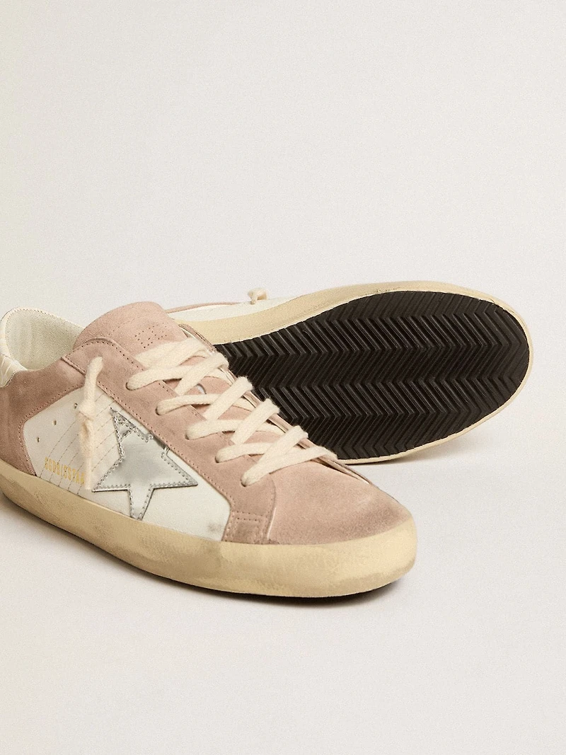 Women’s Super-Star sneakers pink suede with silver metallic leather star