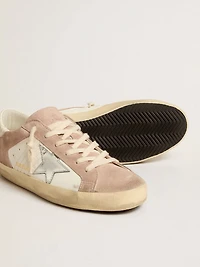 Women’s Super-Star sneakers pink suede with silver metallic leather star