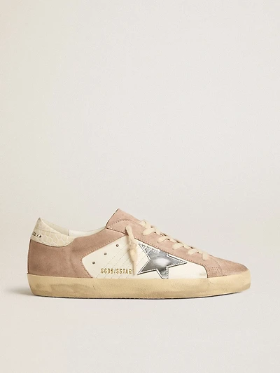 Women’s Super-Star sneakers pink suede with silver metallic leather star