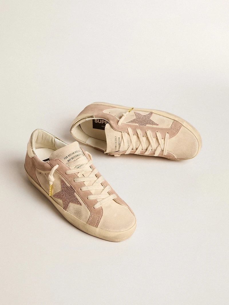 Woman's Super-Star pale pink suede with star and platinum heel tab
