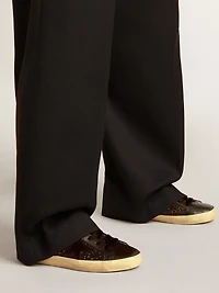 Women's Super-Star black glitter with suede star and leather inserts