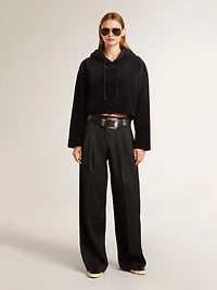 Women's Super-Star black glitter with suede star and leather inserts